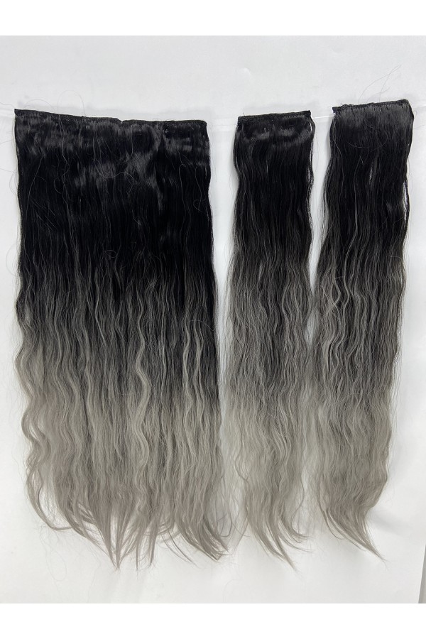 Siyah Gri Afro Dalgalı – 65cm 190 gr. FİBER SENTETİK Çıt Çıt – Renk No:89AF1 pl-015-89af1-65