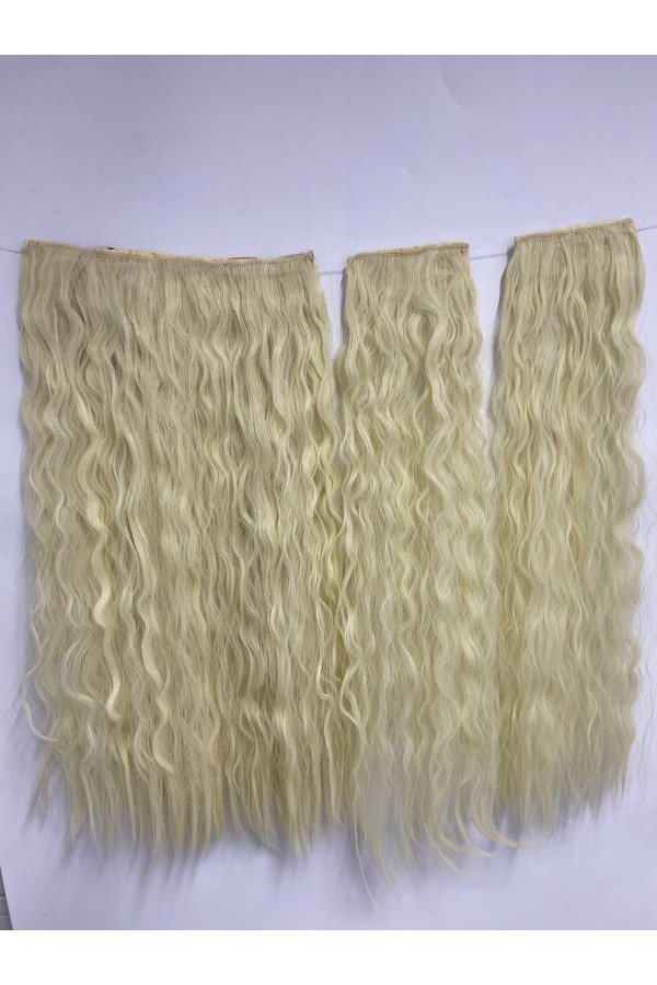 PLATİN Sarısı Afro Dalgalı – 65cm 190 gr. FİBER SENTETİK Çıt Çıt – Renk No:613 pl-015-613-65