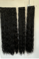 Siyah Afro Dalgalı Uzun Yarım Ay Saç – 3 Parça Çıt Çıt 80cm. 270 gr. VIP SERI pl-015-2