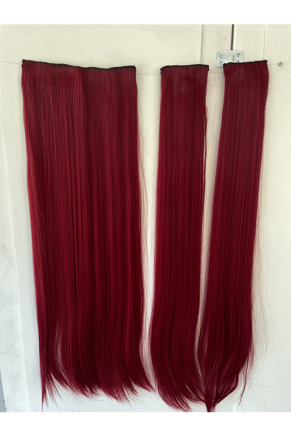 Kızıl Düz Uzun Yarım Ay Saç – 3 Parça Çıt Çıt 80cm. 270 gr. VIP SERI pl-016-850a