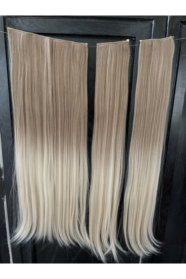 Kumral Platin Ombreli Uzun Yarım Ay Saç – 3 Parça Çıt Çıt 80cm. 270 gr. VIP SERI pl-016-60af24a