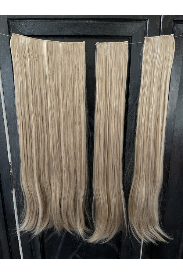 Krem Düz Uzun Yarım Ay Saç – 3 Parça Çıt Çıt 80cm. 270 gr. VIP SERI pl-016-85